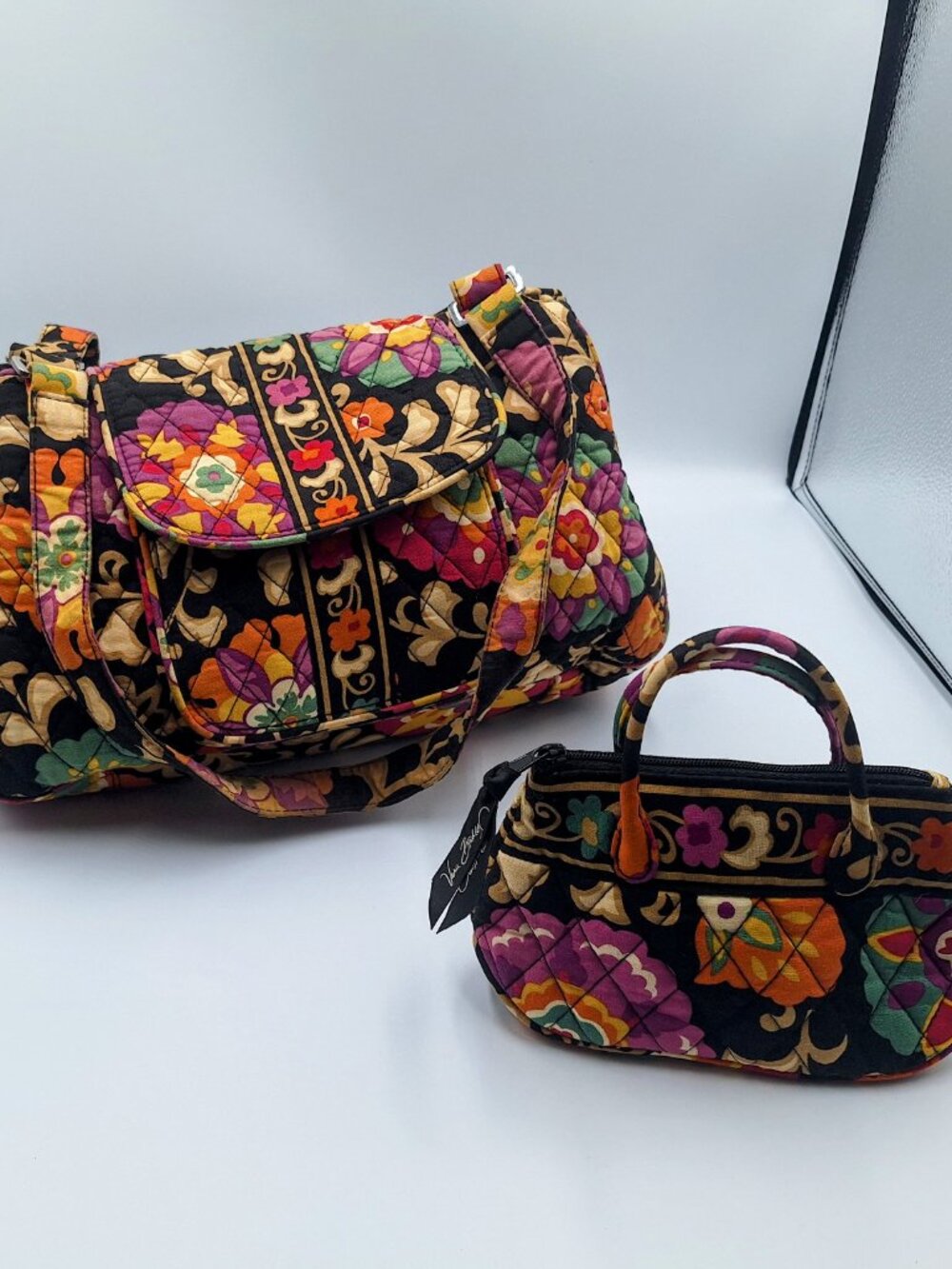 Vera Bradley Frannie Retired Suzani Shoulder Bag Floral with Matching Mini!